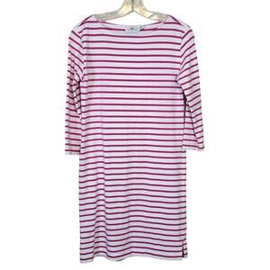 Vineyard Vines Women's Striped Knit T-Shirt Mini Dress Pink and White Size XS